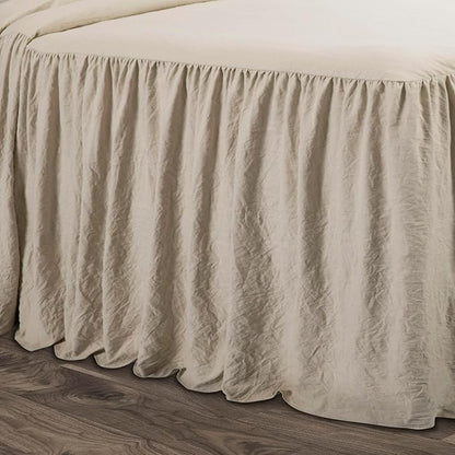 Lush Decor Ruffle Skirt Bedspread Set - 3-Piece Luxurious Farmhouse Bedding - Elegant Ruffle Detail - Timeless Style - Soft Lightweight Sheets - California King, Neutral