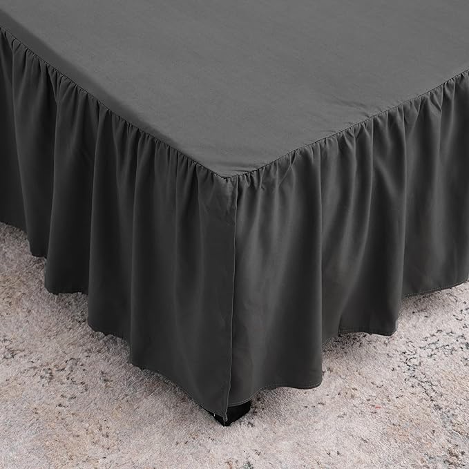 Black Bed Skirt Twin Size Ruffled Bed Skirt with Split Corners, Twin Bed Skirt 14 Inch Drop,Twin Size Bed Skirt Black for Ruffled Bed Skirt with Split Corners, Bed Skirt Twin Size