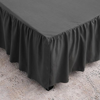Black Bed Skirt Twin Size Ruffled Bed Skirt with Split Corners, Twin Bed Skirt 14 Inch Drop,Twin Size Bed Skirt Black for Ruffled Bed Skirt with Split Corners, Bed Skirt Twin Size