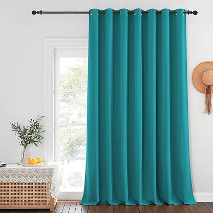 NICETOWN Blackout Curtains for Sliding Glass Door Room Divider Noise Reduce Curtain Panel Portable Window Screen Sliding Partition, W100 x L102 inches, 1 Panel, Peacock Teal