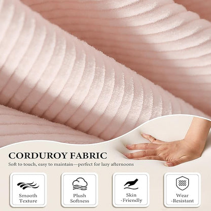 Boneless Couch Folding Couches for Living Room Sofa, Futon Sofa Bed with Sleeper Sofa, Futon Couch with Fixed-Shape Oversized Corduroy Upholstered (Pink, 81 Inches)