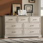 Farmhouse 7 Drawers Dresser for Bedroom, 57" Wide Modern Chest of Drawers with Deep Drawers & Bar Handles, Rustic Wood Dresser TV Stand, Wooden Closet Storage Organizer for Living Room, Hallway, Grey