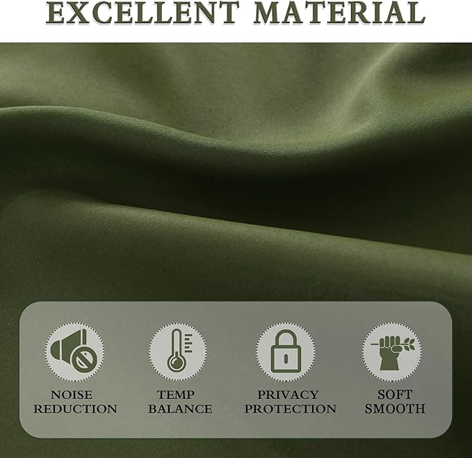 DONREN Home Window Decoration Christmas Holiday,72 Inch Length Thermal Insulated Blackout Curtains/Drapes for Living Room Kids Bedroom (One Pair, W 52 by L 72 inches, Olive Green)