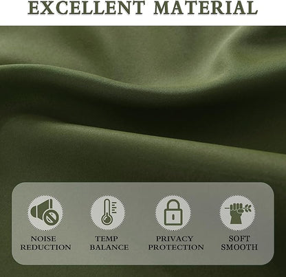 DONREN Olive Green Curtains 96 Inch Length for Sliding Glass Patio Door,Blackout Window Curtain Panels for Living Room,Thermal Insulated Bedroom Home Decor,Set of 2 Panel,W 52 by L 96 Inch