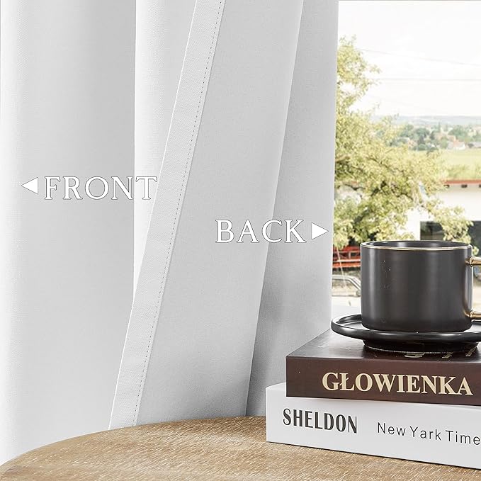 ChrisDowa 100% Blackout Pure White Solid Curtains 102 Inches Long 2 Panels for Bedroom Living Room,Farmhouse Room Darkening Thermal Insulated Soundproof Grommet Top Window Treatment Drapes,52x102