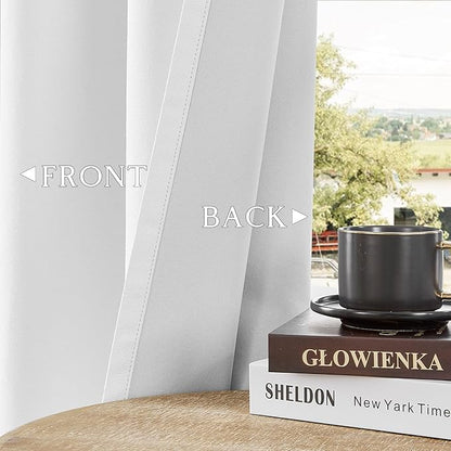 ChrisDowa 100% Blackout Pure White Solid Curtains 102 Inches Long 2 Panels for Bedroom Living Room,Farmhouse Room Darkening Thermal Insulated Soundproof Grommet Top Window Treatment Drapes,52x102