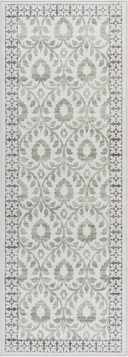 Gertmenian Indoor Boho Area Rug | Home Decor for Entryway, Bedroom, Living Room, Office, Kitchen | Non Slip, Soft, Printed Accent Rugs | Esme, Sage, 2x6 Runner, 24571