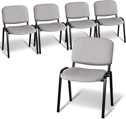 VINGLI Waiting Room Stacking Chairs, 5-Pack Mesh Church Conference Stackable Chair Set, for Office Guest & Reception Meeting Rooms, Lobby, Simple&Space-Saving, Mesh-Grey