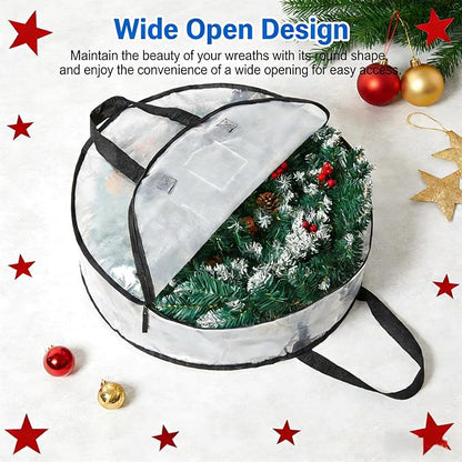 4 Pack Wreath Storage Bag, Summer, Christmas Decoration Garland Container, 24 Inch Clear Door Wreath Organizers, Moving Boxes, Packing Supplies for College