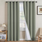 H.VERSAILTEX Linen Curtains 100% Blackout Curtains for Bedroom 102 inch Long Full Light Blocking Nature Linen Blended Window Curtains for Living Room Nickel Grommet (2 Panels, Heathered Dried Sage)