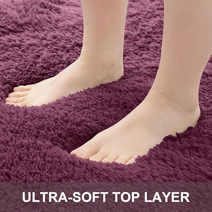 OLANLY 6x9 Machine Washable Large Area Rugs for Living Room, Bedroom, Soft Fluffy Shaggy Bedside Rug, Indoor Floor Carpet for Kids Girls and Boys, Dorms, Nursery, Home Decor Aesthetic, Burgundy