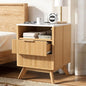 Modern Nightstand,Side Table with Charging Station,Bedside Tables with Drawer,Mid-Century End Tables Set (1-Piece),Natural Oak