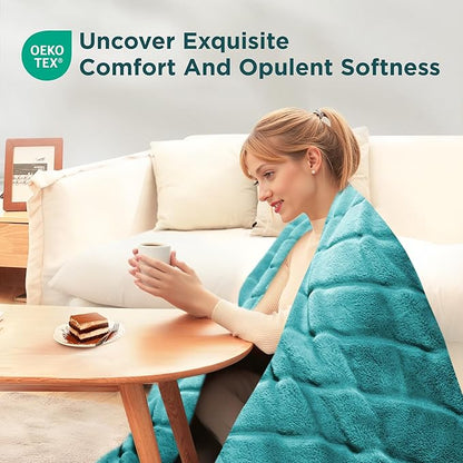 Sophia & William Throw Blanket for Couch Sofa(50x60 Inches) - Faux Fur Throw Soft Cozy, Gifts for Women, Teal