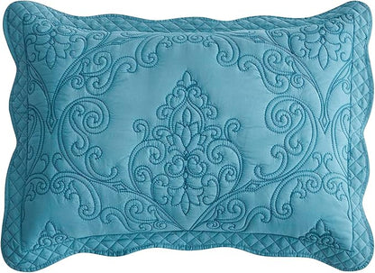 CHIXIN Microfiber Standard Pillow Shams Set of 2 - Decorative Quilted Pillow Covers - Lagoon - Size (20" x 26")