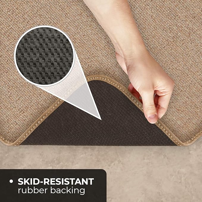 House, Home and More Skid-Resistant Carpet Indoor Area Rug Floor Mat - Pebble Beige - 4 Ft X 6 Ft - Non Slip Rubber Backing, Stain Resistant, Dog Friendly, Living Room Bedroom Kitchen Entryway