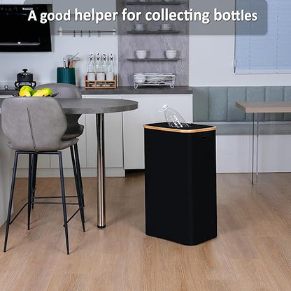 iEGrow 29 Gallons Recycling Bins for Kitchen, Indoor Recycle Bins with Lid, 110L Large Recycle bin with 2 Removeable Reusable Inner Bags, for Bottles Cans Glass Plastice Cartons(Black)