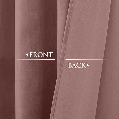 StangH Wild Rose Pink Curtains for Kids Bedroom, Elegant Soft Velvet Room Darkening Window Drapes Rod Pocket Thermal Insulated Sliding Door Panels, W52 x L90, 2 Panels