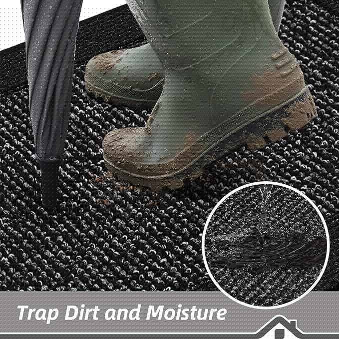 BEQHAUSE Indoor Door Mat 20" x 32", Dirt Trapper Door Mats Non-Slip Entryway Rugs Washable, Resist Dirt Absorbent Welcome Mat, Low Profile Floor Mats for Front Back Door and Entryway, Black