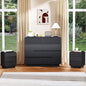 8 Drawer Dresser and 2 Nightstand Sets for Bedroom 3 Pcs Bedroom Set, Modern 39.4" Fluted Dresser with Invisible Handles Nightstand Charging Station, Bedroom Furniture Set for Living Room, Black