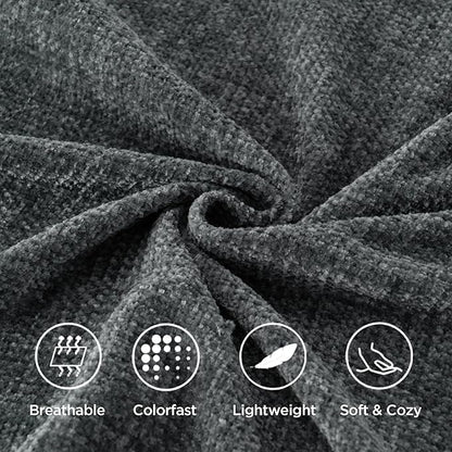 BATTILO HOME Dark Gray Throw Blanket for Couch Bed Sofa, Soft Cozy Grey Chenille Throw Blanket with Fringe Tassels, Lightweight Knit Throw Blanket for Home Decor, 50"x60"