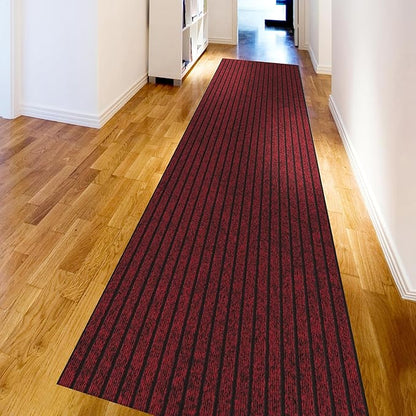 Ottomanson 2' x 14' Hallway Runner with Scraper Pile - Extra Durable Non-Slip Rug Mat for Indoor & Outdoor Use - Ideal for Kitchen, Entryway, Patio & Garage - High-Traffic Carpet, Red
