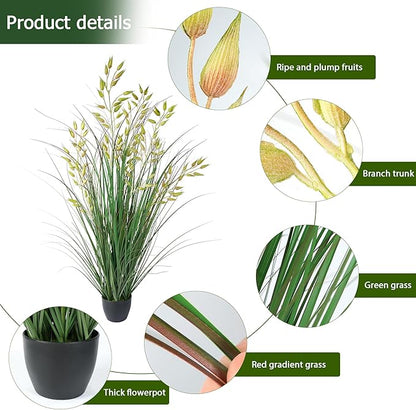 Silk Plants Artificial Plants Artificial Wheat Grass Faux Plants Fake Grass Plant Fake Green Plants Tall Fake Plants Tall Suitable Indoor Home Decor Outdoor Porch Terrace Decor 1PCS(35In