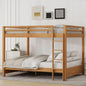 Bellemave Queen Over Queen Size Bunk Bed for Kids/Adults,Solid Wood Bunk Bed Frame Queen Size with Ladder & Safety Guardrails,Wood Color