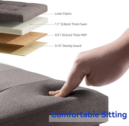 BRIAN & DANY 30 Inches Folding Storage Ottoman Bench, Ottoman with Storage Bench for Bedroom, Living Room, Entryway, Foot Rest with Legs, Brown