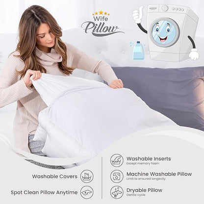 Wife Pillow The Side Sleeper Pillow with Arm Hole for Shoulder Pain - Arm Tunnel Pillow for Side Sleepers, Shoulder Relief & Neck Support Comfort Sleep Pillow for Adults - Down Alternative Fiber Fill
