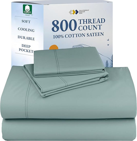 California Design Den Luxury King Size Sheets Set - Buttery Soft 800 Thread Count 100% Cotton Sateen, Durable Bed Sheets Set - Soft Teal