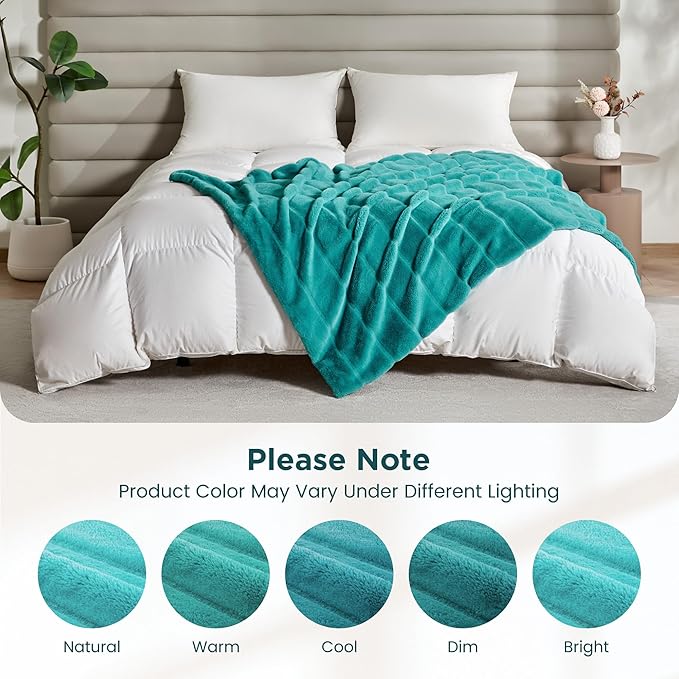 Sophia & William Throw Blanket for Couch Sofa(50x60 Inches) - Faux Fur Throw Soft Cozy, Gifts for Women, Teal
