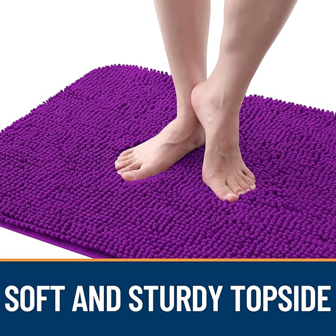 OLANLY Dog Door Mat for Muddy Paws 36x24, Absorbs Moisture and Dirt, Absorbent Non-Slip Washable Doormat, Quick Dry Chenille Mud Mat for Dogs, Entry Indoor Entryway Carpet for Inside Floor, Purple
