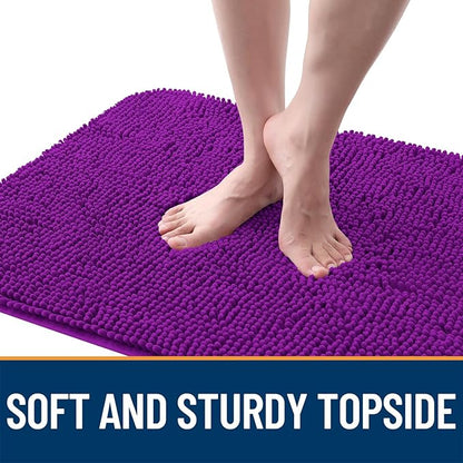 OLANLY Dog Door Mat for Muddy Paws 34x21, Absorbs Moisture and Dirt, Absorbent Non-Slip Washable Doormat, Quick Dry Chenille Mud Mat for Dogs, Entry Indoor Entryway Carpet for Inside Floor, Purple