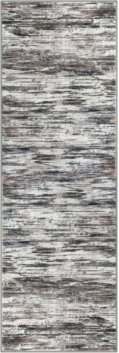 2x6 Modern Abstract Runner Rug for Hallways, Grey Brown Super Soft Hallway Decor Kitchen Rugs with Non-Slip, Non-Shedding Washable Runners for Entryway Bedroom Indoor