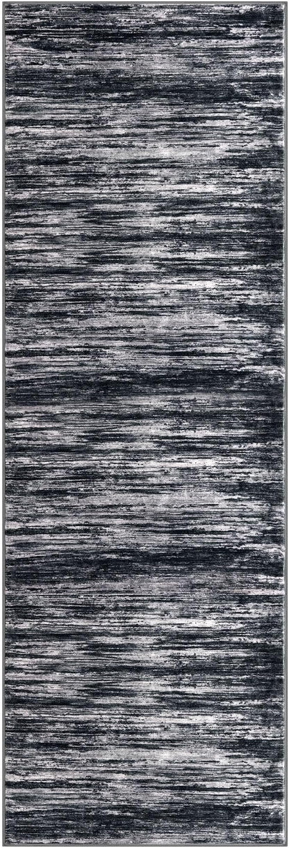 2x6 Modern Abstract Runner Rug for Hallways, Black Super Soft Hallway Decor Kitchen Rugs with Non-Slip, Non-Shedding Washable Rug for Entryway Bedroom Indoor