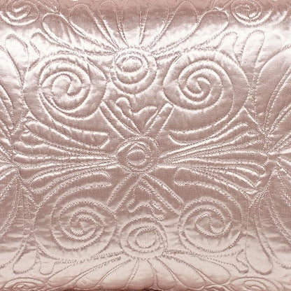 Touch of Class Portia Luxury Bedding | Posh Rose Quartz | Premier Quilted Polyester Satin | Romantic Hand Guided Machine Quilted Scroll Design 3 Piece Set with Queen Bedspread and 2 Standard Shams