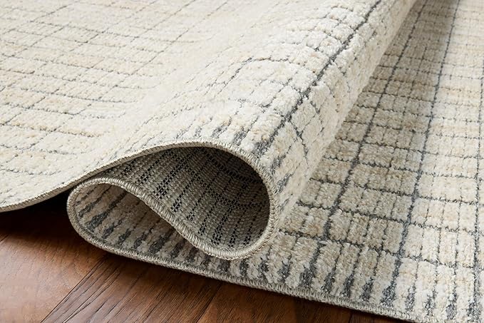Loloi Amber Lewis Bexley Collection BEX-04 Slate/Natural 6'-6" x 9'-3" Area Rug Neutral, Textured, Living, Bedroom, Dining, Carpet