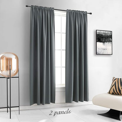 DONREN Patio Door 108 Inches Long Curtain Panels - Ceiling to Floor Extra Long Drape Curtains Window Treatment for Sliding Glass Door (Medium Grey,2 Pieces,W 52 x L108 inches)