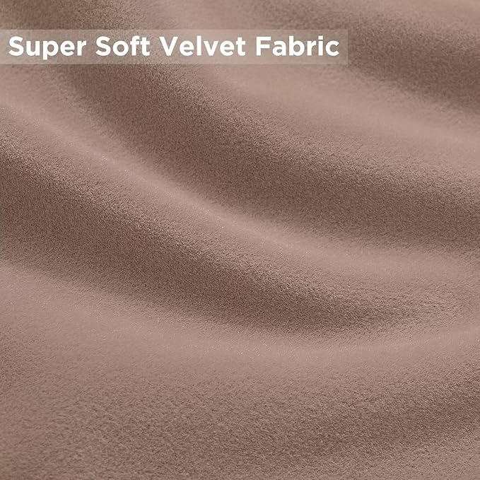 Joydeco Velvet Curtains Rose Beige Blackout Curtains Thermal Insulated 72 inches Long Window Curtains Super Soft Room Darkening Drapes for Bedroom Living Room Elegant Rod Pocket 2 Panels Rose Beige