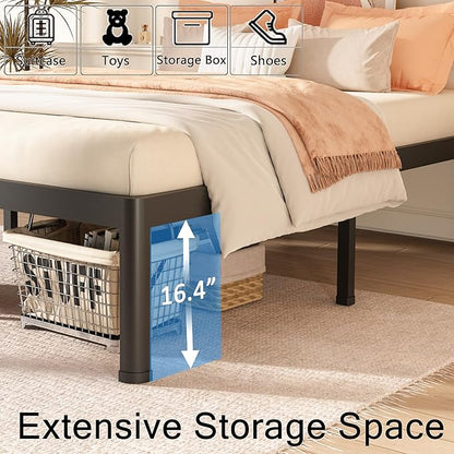 FUIOBYVV Full Size Metal Platform Bed Frame, 18 Inch High with 3500 lbs Heavy Duty Support, Non-Slip & Noise Free Steel Slats, No Box Spring Needed, Easy Assembly