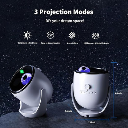 3D Galaxy Projector Star Projector, Planetarium Projector Night Light with Bluetooth Speaker for Bedroom Decor, 90 Dynamic Scenes, Relaxing Ambience & Ceiling Stars for Christmas Gifts,New Year Gift