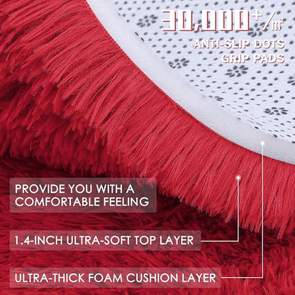 OLANLY 2x4 Machine Washable Runner Rugs for Hallway, Soft Fluffy Shaggy Bedside Rugs for Bedroom, Living Room, Indoor Floor Carpet for Kids Girls and Boys, Nursery Rooms, Home Decor Aesthetic, Red