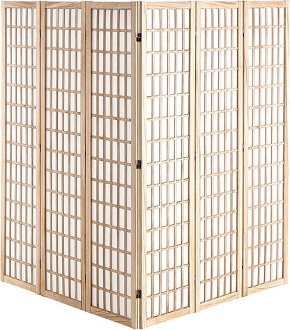 VEVOR Room Divider, 6 Panel Japanese Room Divider, Wood Folding Privacy Screen Indoor, Partition Dividers Portable Decoration Screens, for Room Separation Home Office Restaurant & Bedroom(Natural)