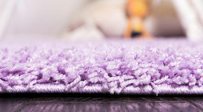 Unique Loom Solid Shag Collection Area Rug (2' 6" x 16' 5" Runner, Lilac)