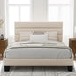 Allewie Queen Size Platform Bed Frame with Velvet Upholstered Headboard and Wooden Slats Support, Fully Upholstered Mattress Foundation/No Box Spring Needed/Easy Assembly, Cream
