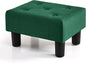 BRIAN & DANY Small Foot Stool, Velvet Foot Stools with Legs, Stable Small Footstool for Living Room, Green