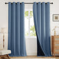 100% Blackout Curtains 96 inch Length 2 Panels for Living Room, Linen-Look Textured Room Darkening Thermal Insulated Soundproof Farmhouse Drapes for Bedroom (W52xL96, Blue)