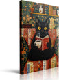 Black Cat Wall Art Canvas Reading Cat Artwork Cozy Library Illustration Vintage Folk Style Animal Painting Cottagecore Home Decor For Living Room Bedroom Study Office Book Lover Gift 12x16 Inches