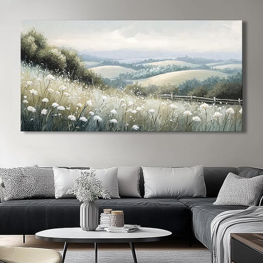 Sea of Flowers Canvas Wall Art - Modern landscape Paintings for Living Room, Bedroom Wall Decor, Framed Wall Art for Home or Office Decoration, Large Art 60x120cm(24x48in)