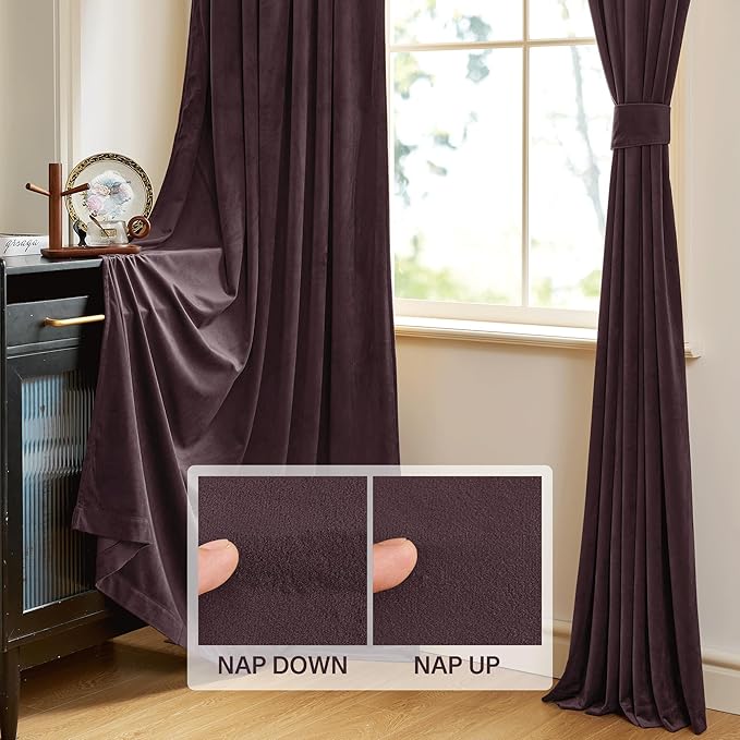 StangH Luxury Purple Curtains 90 Inches - Super Soft Insulated Velvet Drapes with Rod Pocket for Living Room,Sunlight Blocking Privacy Window Treatments, W52 x L90, 2 Panels